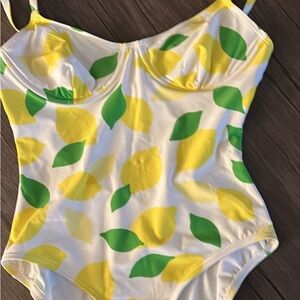 Kate Spade Yellow and Green Lemon One Piece Swimsuit